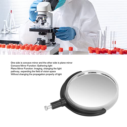 Image of Microscope Metal Bracket, 360 Degree Rotation Microscope Reflecting Mirror Light Microscope Flat Concave Reflector Portable Field of View Expands for Experiments (Plastic Bracket)