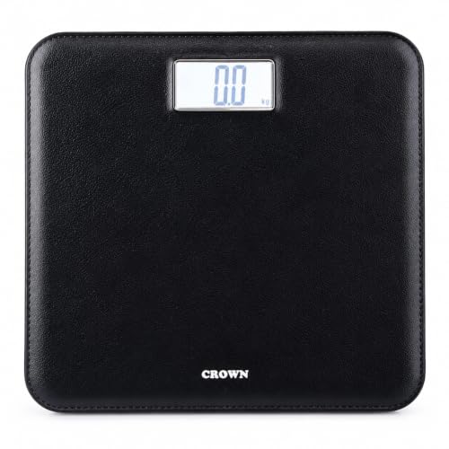 Image of CROWN ELITE Digital Weight Machine For Body Weight Weighing Machine Leather Look Fiber Body Digital Human Weighing Scale With Large Lcd Display (black),180 kg