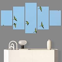 SIGNWIN 5 Panel Canvas Wall Art Birds Butterfly Closeup Colorful Contemporary Home Office Modern Art Multicolor Photography for Home Decorations Ready to Hang - 60