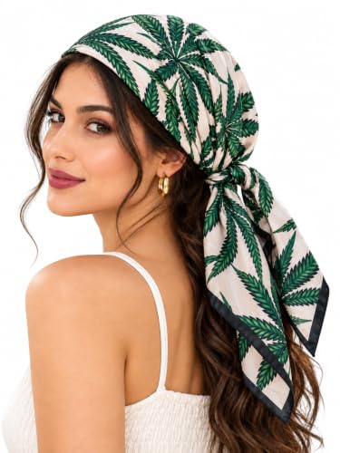 Image of Ravaiyaa - Attitude is everything Women Printed Silk Bandana 21 x 21 Inch Square Headband & Hair Wrap, Soft & Versatile | Fashion Neck Wrap