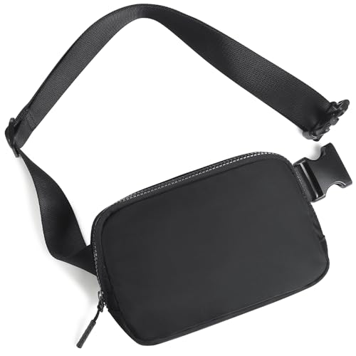 Mini Everywhere Belt Bag Fanny Pack Crossbody Bags for Women Men Unisex Waist Pouch for Travel Run Outdoor Cycling and Shopping (Black)