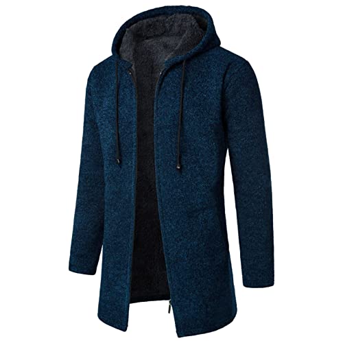 Cardigan pour homme à capuche manteau d'hiver thermique épais taille standard