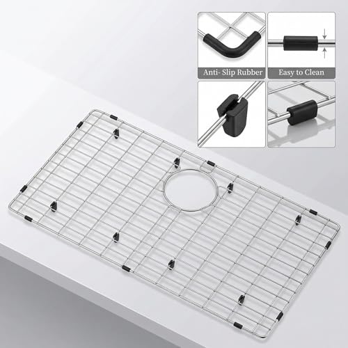 LQS Kitchen Sinks Grid, Sink Protectors for Kitchen Sinks 28 3/8" x 15 3/8" with Rear Drain Hole for Single Sink Bowl, Stainless Steel Sinks Grate, Sink Protector, Sinks Bottom Grid by LQS - Used condition - Image 6