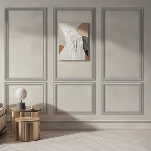 Art3dwallpanels Vorgeschnittenes Wandleisten-Set mit 6 Stück, fertig montierbare Wainscoting-Paneele für Innenwanddekoration Wohnzimmer Schlafzimmer Akzentwand - Installation mit Klebstoff, 3 Oben 3