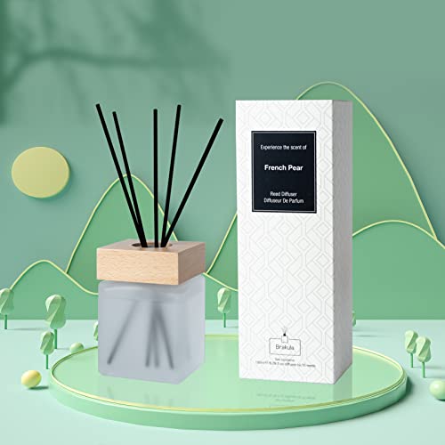Brakula French Pear & White Musk Scent Reed Diffuser Set, 10 Oil Diffuser Sticks for Bedroom Bathroom Living Room Home Décor, 6.1 oz /180ml Brakula French Pear & White Musk Scent Reed Diffuser Set, 10 Oil Diffuser Sticks for Bedroom Bathroom Living Room Home Décor, 6.1 oz /180ml