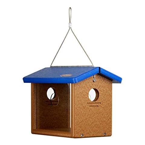 Kettle Moraine Recycled Bluebird Mealworm Feeder Hang or Mount (Blue, Cedar) Cover