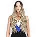 Swy Hair Ombre Blonde Wig Wavy Soft Brown Roots Ash Blonde Ombre Wigs for Women Glueless Long Wavy Synthetic Wig with Middle Parting Heat Resistant 27 Inches