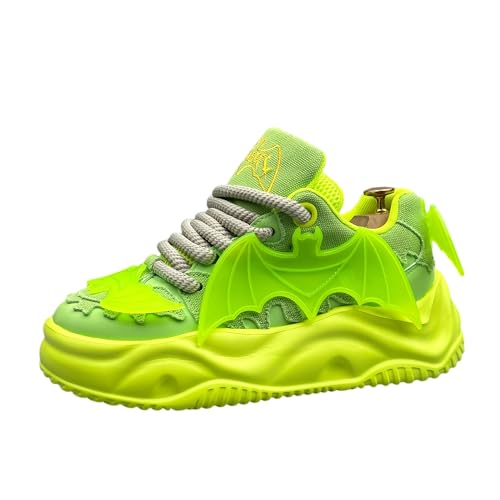 Bat Neon Green Black White Men Platform Shoes Chunky Sneakers