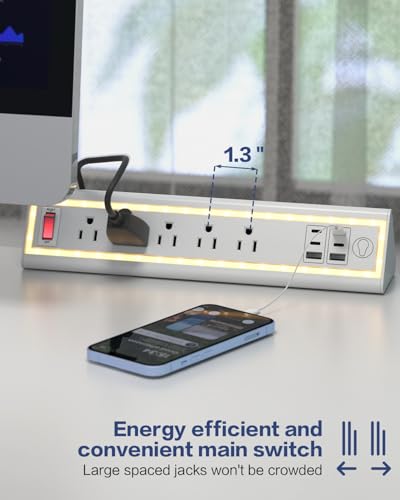NYYTGE Desk Clamp Power Strip with Nightlight, 40W Fast Charging, 6FT Extension Cord, 4x20 - image 4