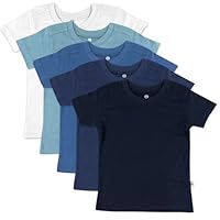 HonestBaby 5-Pack Short Sleeve T-Shirts 100% Organic Cotton Baby, Toddler, Little Kid, Boy, Girl, Unisex, Sea Ombre, 3-6 Months