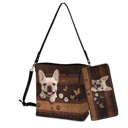 Image of Bucket Crossbody Bag Set for Women Lady, Leather Purse and Wallet Set Large Bucket Bag with Wallet