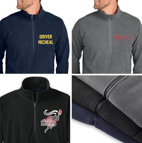 NACRE APPAREL Custom Embroidered Microfleece Half Zip Pullover for Women Men Personalized Embroidery Zip Up Pullover3