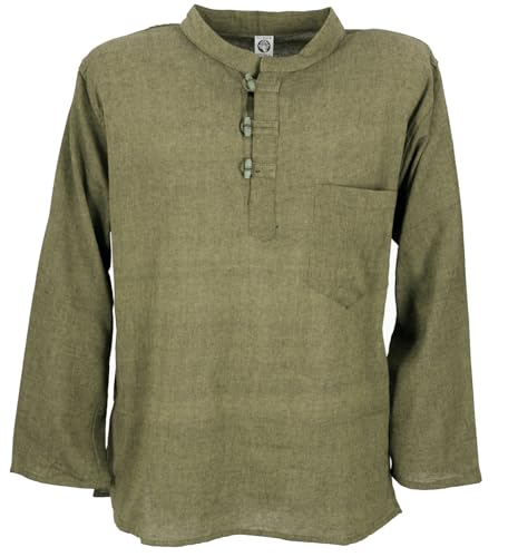 Camicia leggera e comoda da yoga in cotone con colletto alto, tasca sul petto e tasca laterale