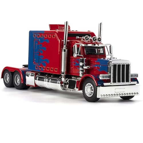 Toy Semi Heavy Truck Model 1/24 Red Alloy Collectible Diecast