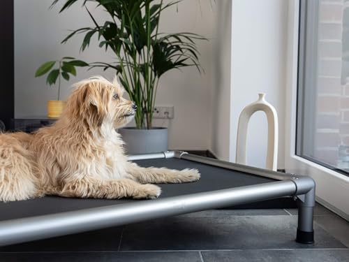 TrendPet HighBed hochwertiges erhöhtes Hundebett, Premium Hochbett, Hundeliege aus eloxiertem Aluminium (75x55cm)