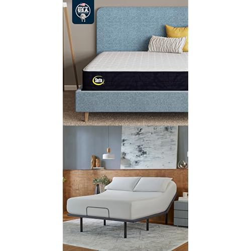 Serta Classic Clarks Hill 2.0 Medium 11.5" Full Mattress baselogic Level 2 Full Adjustable Base Bed Frame - Cooling, Breathable and Pressure Relieving with Head & Foot Adjustability