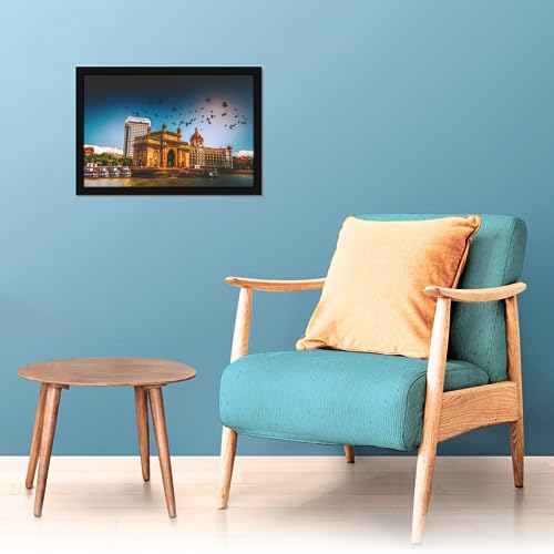Image of Mad Masters Gateway Of India Mumbai India Painting Hanging Photo Frame Decorative Item for Living Room, Bedroom, Home Decor and Wall Decoration (MM 1549, 45.7L x 30.5W cm, Paper, With Plexi Glass)