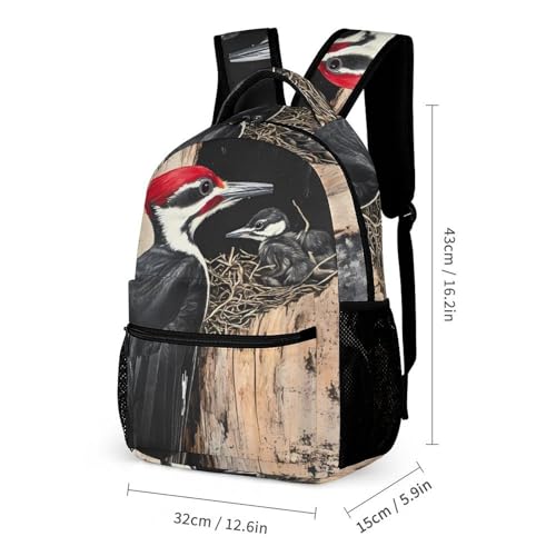 Pileated Woodpecker Travel Backpack Casual Daypack Shoulder Bag with Adjustable Shoulder Straps2