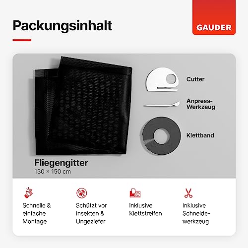 Fliegengitter GAUDER (130 x 150 cm) aus Polyester, Insektenschutz