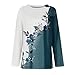 JXKIKOZE Long Sleeve Shirts for Women;Womens Long Sleeve Tops Crew Neck Pleated Casual Basic Tee Comfy Printed Tops Blouse;Womens Fashion;09-Turquoise L