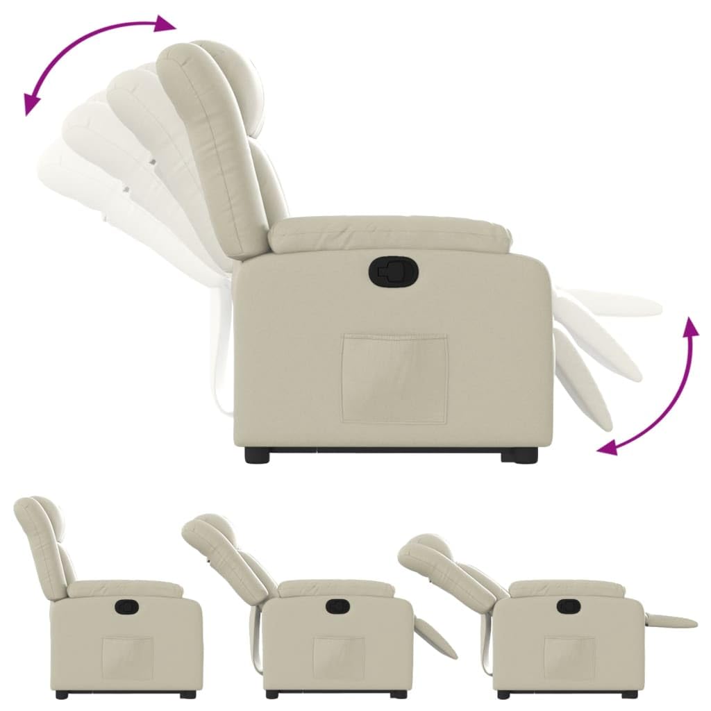 Gecheer Poltrona Alzapersona Reclinabile Crema in Similpelle,Poltrona Relax Reclinabile,Poltrona da TV,Poltrona per Anziani,Poltrona Relax Elettrica/Manuale,Poltrona Relax Alzapersona