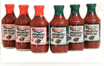 Spiceitup! Jalapeno Ketchup Sampler 6-Pack with 3 Medium & 3 Hot
