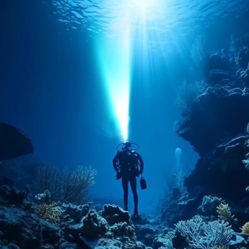 Linterna frontal de buceo manos libres para iluminar cuevas profundas 4
