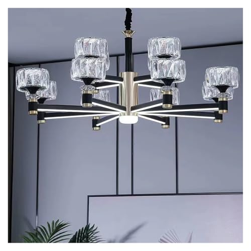 Lustre en cristal moderne à LED : éclairage luxe or et noir - 3