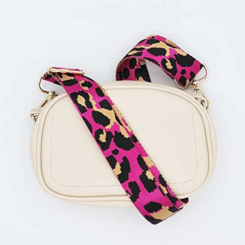 Image of Womens Girls Crossbody Straps for Purses Pink Leopard Print Adjustable Guitar Strap for Handbags