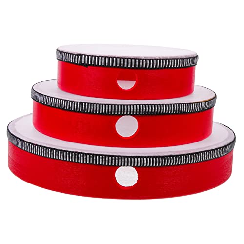 HANABASS 3pcs Tambourine Handheld Percussion Instruments for Adults Drum Bells for Parties Music Lessons and Creative Play