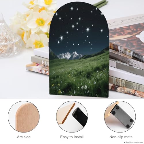 Sujetalibros de madera Alpine Meadow Stars organizador ideal para estanterías de oficina 5