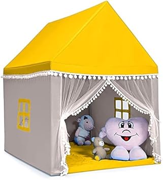 G Fashion Plain Big Size Extremely Light Weight Water Proof Kids Play House Tent for Girls and Boys (Yellow)