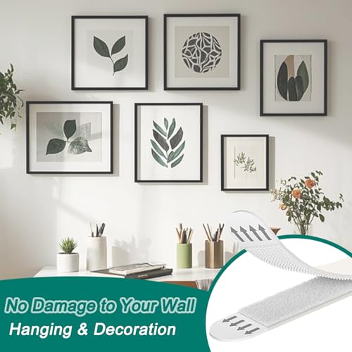 Image of Large Picture Hanging Strips, Heavy Duty Wall Picture Hanging Kit for Damage-Free, White Hanging Hooks Without Nail (40 Strips)