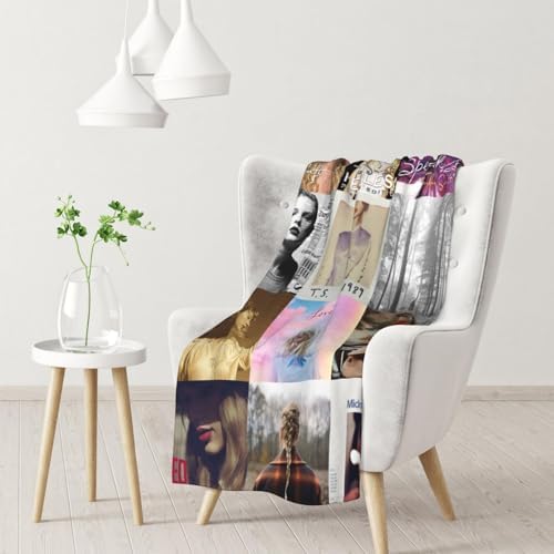 Music Singer Flannel Throw Blanket, Soft Cozy Fleece Blanket for Couch, Bed, Sofa, White, 2 Sizes (50"X60", Cartoon-1)