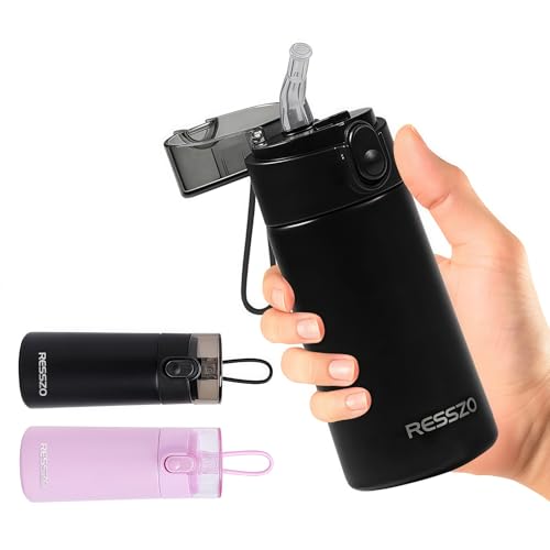 Resszo Small Water Bottle 150ml with Straw, Double Wall Vacuum Small Flask with One-Hand Open Design, 4-6 Hours Hot/Cold Retention and Portable for Coffee, Milk, or Any Beverage