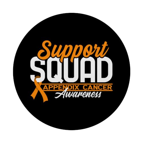 Support Awareness Squad I Appendiceal & Appendix Cancer PopSockets Swappable PopGrip, Black - Image 3