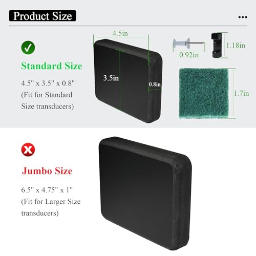 Image of Jumbo Size 6.5 inch x 4.75 inch x 0.87 inch Pad,Screwless Transducer Mounting Plate Kit | Marine-Grade Transducer Mounting Board Hardware Kit, for Large 3D Scan Transducers, with Cleaning Wipes, Scouring Pad & Clips