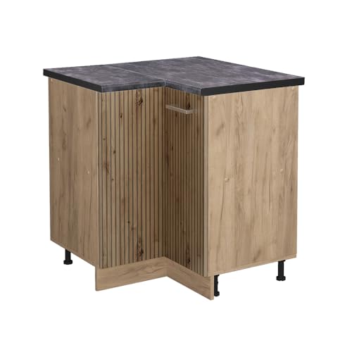 Vicco Eckunterschrank R-Line, Artisan-Eiche, 75.6 cm, AP Anthrazit, zur freien Kombination innerhalb modularer Küchensysteme