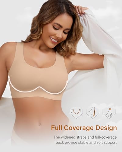 Image of Wireless Bras for Women No Underwire Seamless Full Coverage T-Shirt Bra