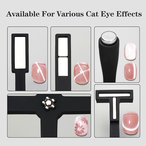 Cateye Magnet,Upgraded 5 in 1 Multi Funktions Katzenaugen Magnetstifte mit Silikon Schutzhülle, Cat Eye Nagellack Magnet, Starkes Ansaug Katzenaugen Magnetwerkzeug für Katzenaugen Nagellack,Nail Art