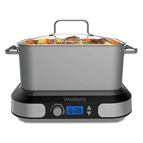 West Bend 87966 Versatility Slow Cooker, 6-Quart, Silver Cover