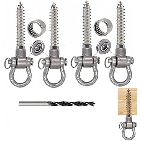 Dakzhou 4 Heavy Duty Swing Hanger Permanent Anti Rust Bearing, 1500 LBS, 180° Swing Hardware, Swing Frame for Yoga Hammock Chair sandbag Playground Accessories Cover