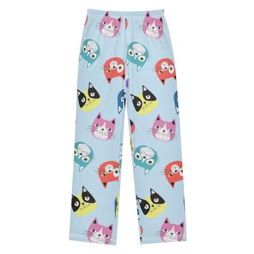 Funny Cartoon Colorful Cats Boys Pants for Kids Jogger Pants with Pockets S-XL
