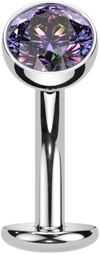 Pierced Owl 14GA F136 Implante Grado Titanio Sin Rosca Base Convexa CZ Cristal Flotante Piercing de ombligo