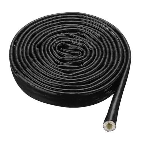Image of MECCANIXITY 3 /8 inch ID 10ft Heat Shielded Fire Sleeve Silicone Coated Fiberglass Tape, for Automotive Hose Lines Wires Electrical Wiring, Black