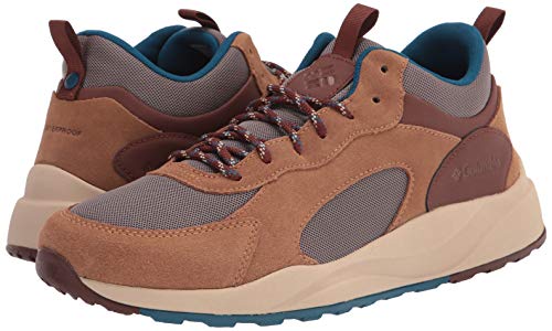 Columbia Men's Pivot Mid Waterproof Hiking Shoe, Wet Sand/Phoenix Blue, 10 Wide