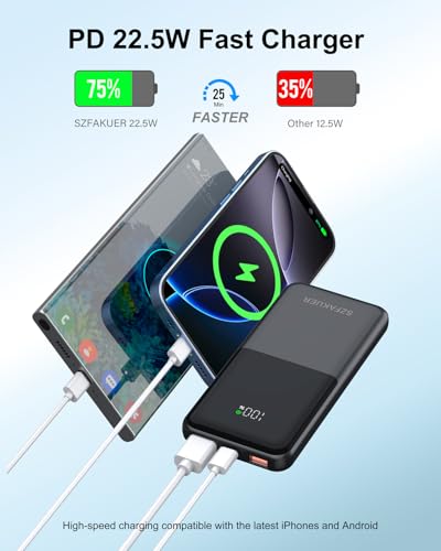 Portable Charger,Slim 10000mAh Power Bank,22.5W USB-C Fast Charging Battery Pack Compatible with iPhone 17/16/15/14/13/12 Pro Samsung Galaxy, iPad, AirPods, Android Tablets (Black) - Image 3