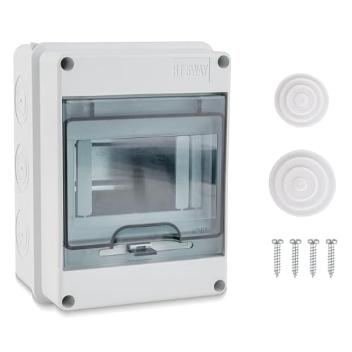 SYIZYEN 5 Way Circuit Breaker Box, IP65 Distribution Protection Box with Din Rail Abs Plastic Breaker Box Cover Miniature Electrical Breaker Box Enclosure for Indoor Outdoor Wall