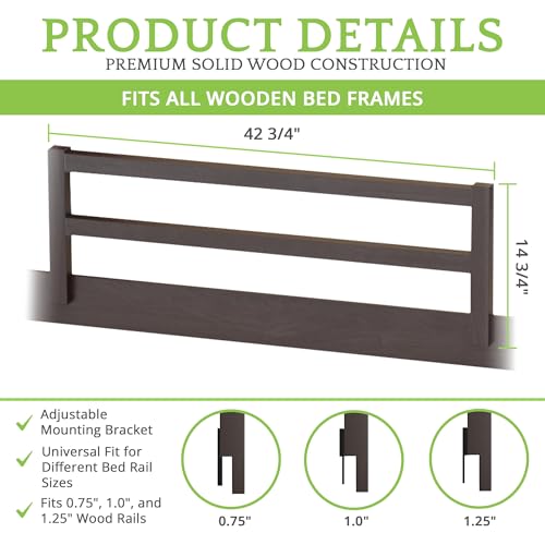 Image of CC KITS Safety Guard Rail for Baby, Kids, and Children - Solid Wood Safety Bed Rail for Toddlers - Easy Installation - Premium Protection for Bunk, Twin, Full, Queen and King Size Beds - (Espresso)