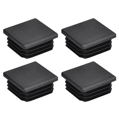 Image of uxcell 4Pcs 32x32mm(1.25inch) Plastic Tubing Plug Square Post End Caps for Handrail Stair Newel Guardrail Tube Black